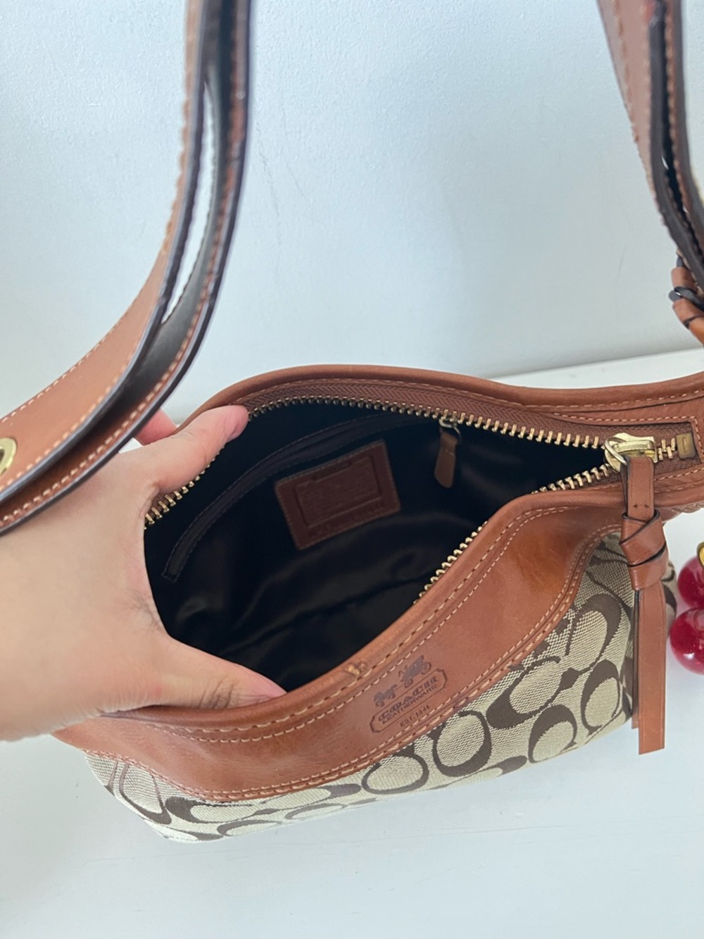 COACH Signature Canvas Shoulder Bag in Brown - Picture 15 of 15